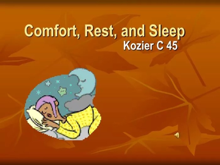 Rn comfort rest and sleep assessment