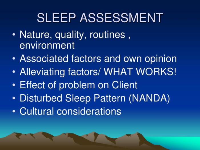 Rn comfort rest and sleep assessment