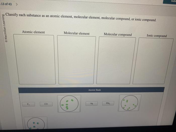 Classify each substance as an element or a compound