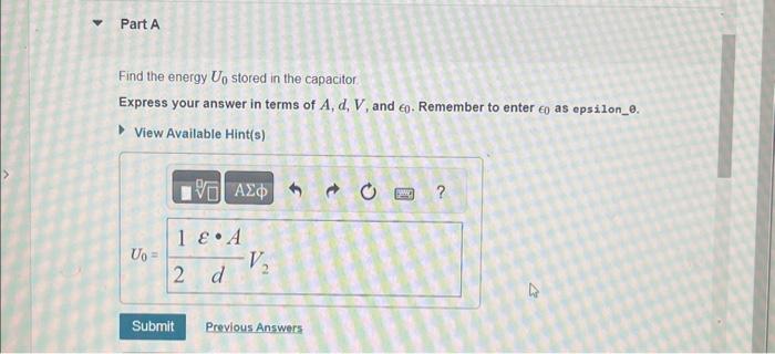 Find the energy u0 stored in the capacitor.