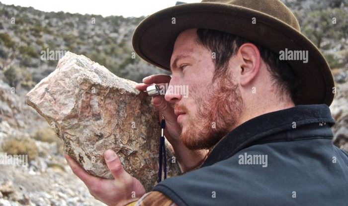 A geologist is collecting data from a sample of rock